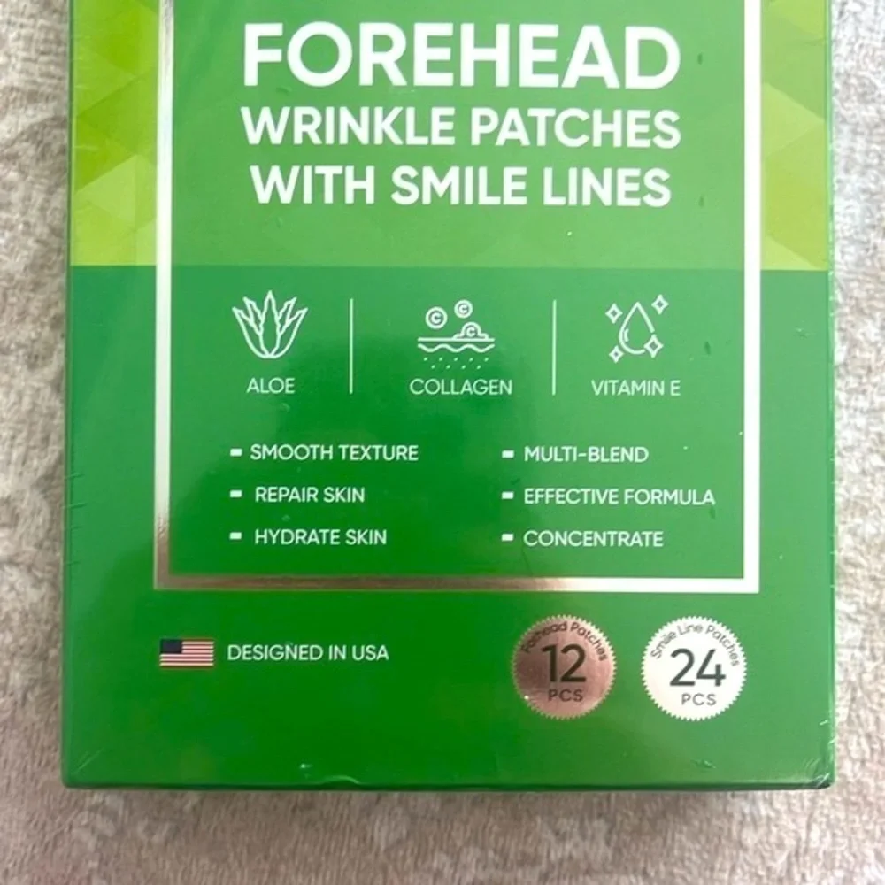 Brand New Forehead Wrinkle Treatment Patches Smile Line Aloe Collagen Vitamin E